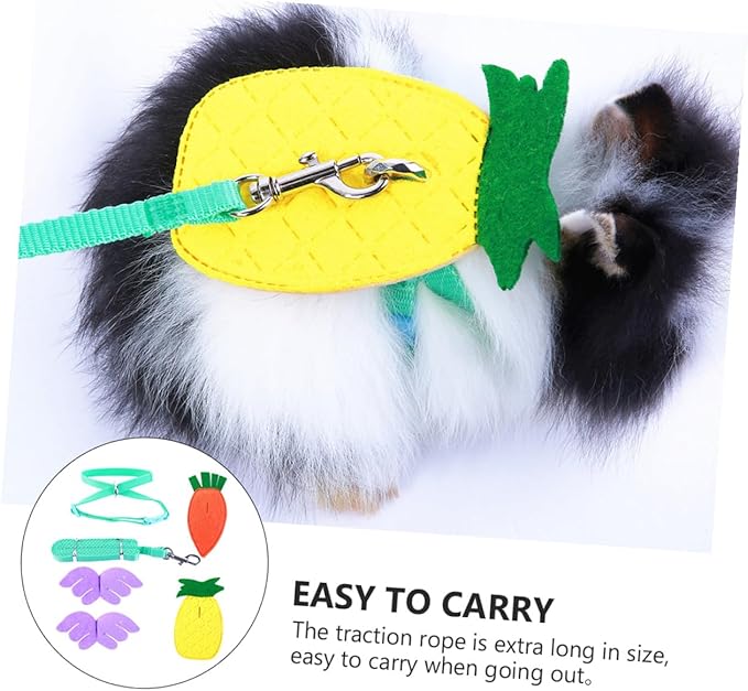 Small Pet Harness Leash Set 5pcs with Adjustable Chest Strap, Soft Fabric Squirrel Rabbit Guinea Pig Walking Rope for Outdoor Use Random Color