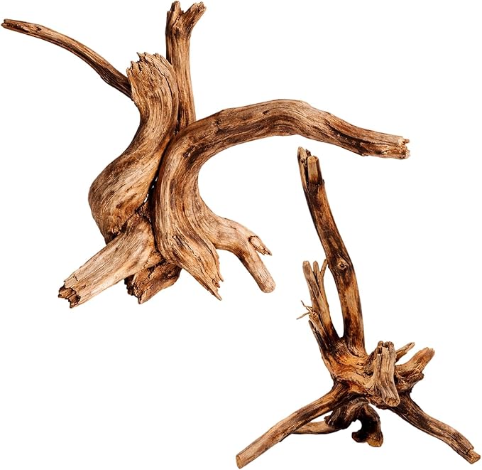 CZFSWT 2Pcs Driftwood for Aquarium, 3.93-5.9" Driftwood Decor, Drift Wood for Fishtank Suitable for Fish Tank Decorations and Reptile Habitats