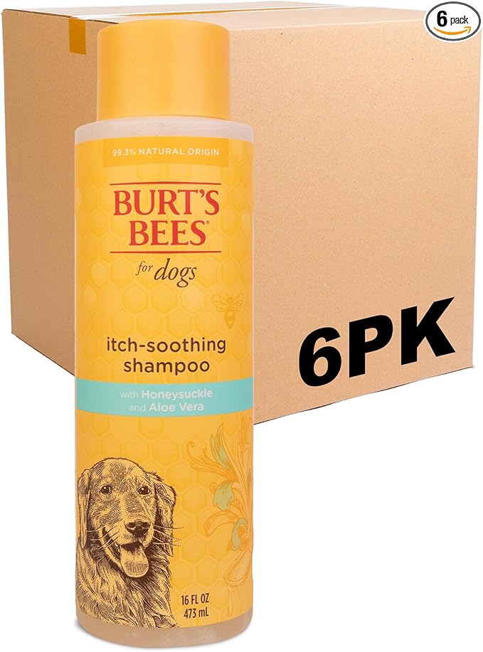 BURT'S BEES FOR PETS Itch Soothing Shampoo with Honeysuckle, 6pk, 95% Natural Origin Formulas, Dog Shampoo for Itchy Dogs, Dog Shampoo Itchy Skin Relief, 6pk, 16 oz