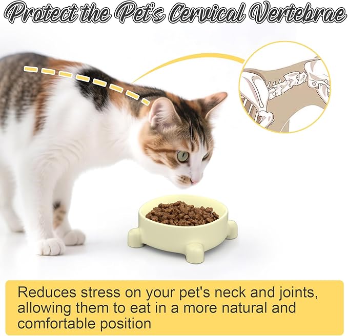 Ceramic Dog and Cat Bowl 6inch Non-Slip Dog Food and Water Bowl 21oz Flip-Proof Pet Feeding Bowls with Four Legged Stable Base for Small Medium Dogs Cats