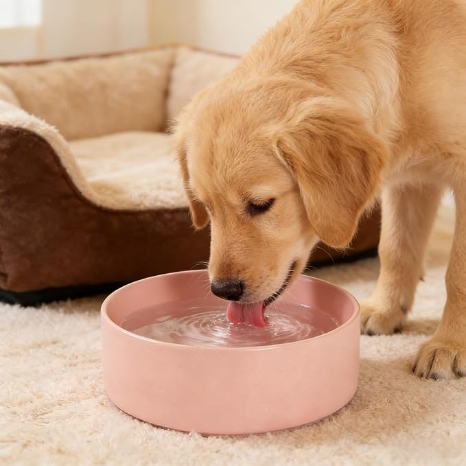 Premium Ceramic Dog Bowl – Non-Slip, Easy-Clean Food & Water Bowl for Dogs & Cats (Pink, 28 OZ)
