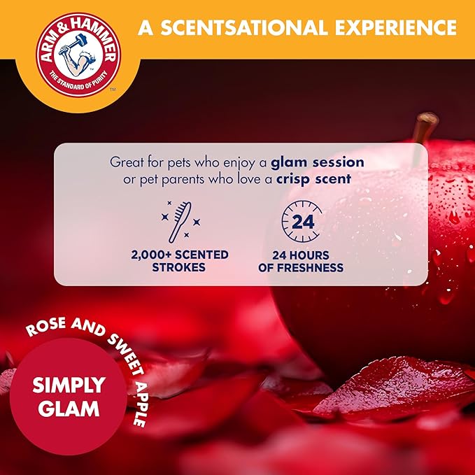 Arm & Hammer Deodorizing Dog Grooming Comb, Fragrance Transfer Technology with Baking Soda, Fine & Standard Teeth for Detangling & Flea Removal, Dematting Tool for Dogs, Sweet Apple & Rose Scent