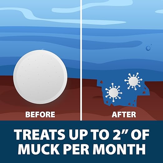 Airmax MuckAway, Natural Pond Muck Remover, Cleans & Clears Away Muck & Sludge, Easy to Use Bacteria & Enzyme Tablets, Safe for The Environment, Treats up to 1 Acre, 3 Month Supply, 36lbs