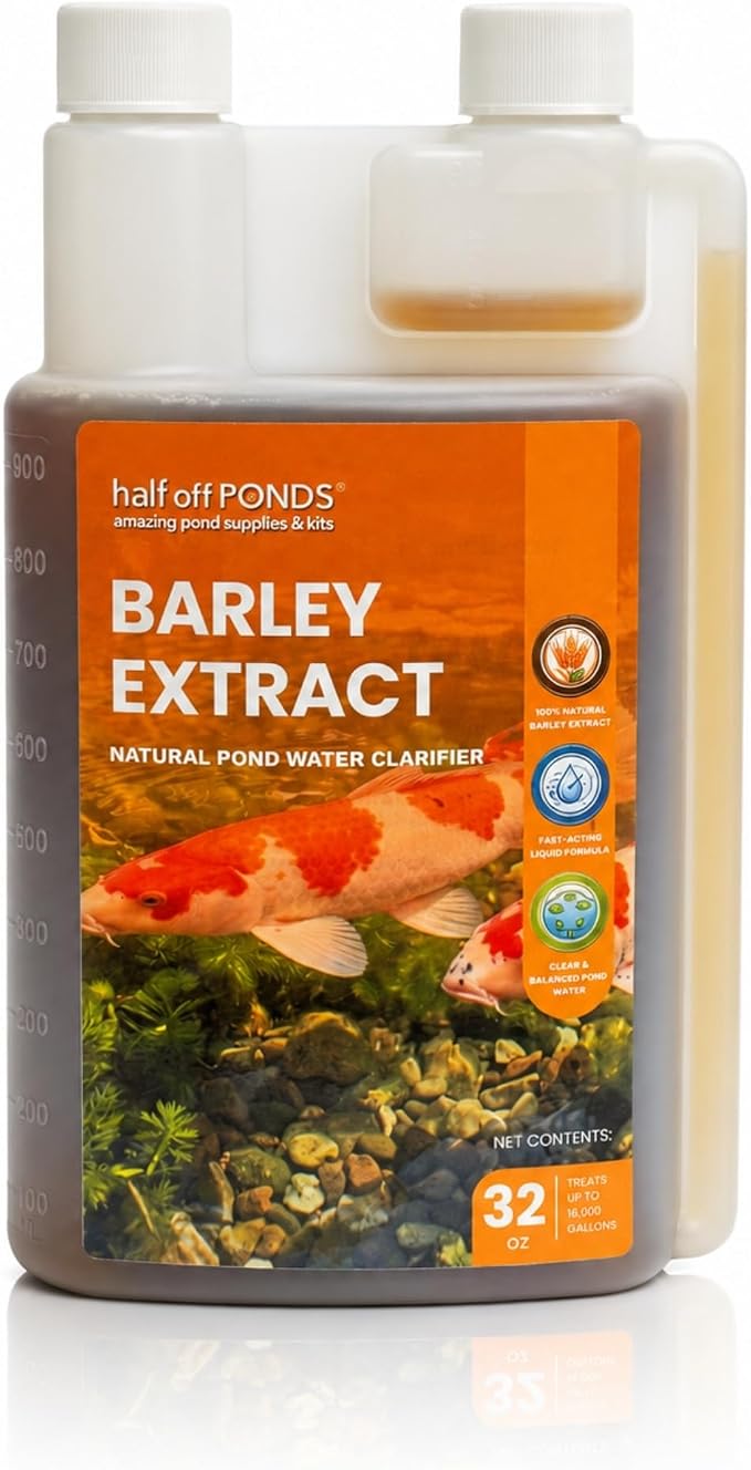 Barley Extract Pond Treatment for Clear Water & Natural Balance, 32 oz | Barley extract formula, helps reduce algae growth, promotes clear water, fish and plant safe, supports balanced pond health
