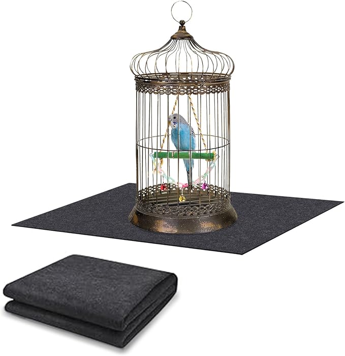 Large Bird Cage Mat, Under Pet Cage Mat, Absorbent/Waterproof Felt Pad for Bird Cages, Reptile Aquariums, Dog Kennels, with Non-Slip Backing for Hard Floors and Surfaces (30 x 36 inch)