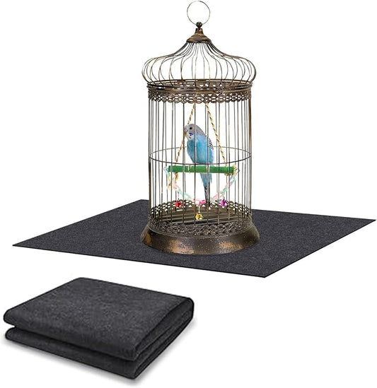 Large Bird Cage Mat, Under Pet Cage Mat, Absorbent/Waterproof Felt Pad for Bird Cages, Reptile Aquariums, Dog Kennels, with Non-Slip Backing for Hard Floors and Surfaces (30 x 36 inch)