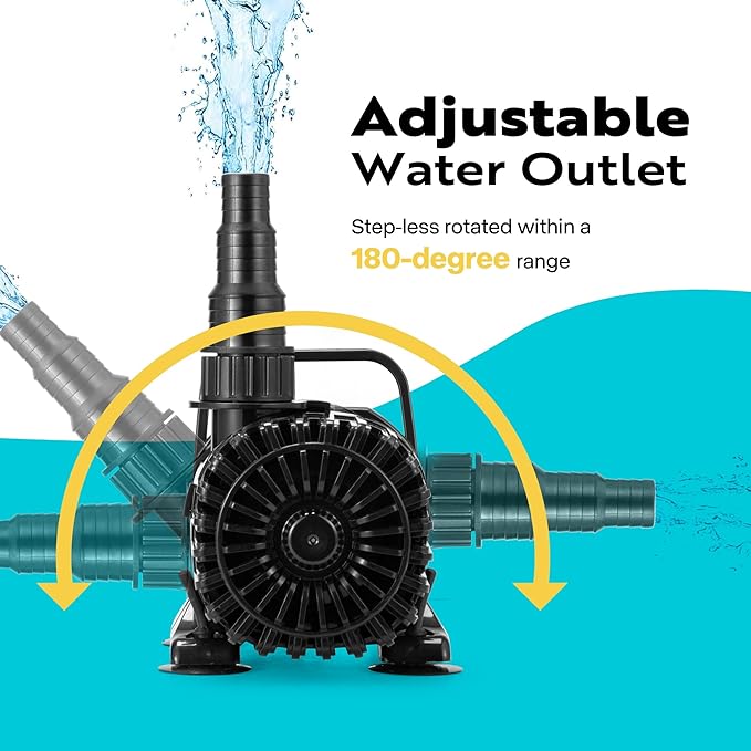 VIVOHOME 100W 1800GPH Submersible Water Pump with Barrier Bag for Koi Pond | 13.8ft Max Lift, 180° Seamless Adjustable Nozzle, 20ft Power Cord, IPX8 Waterproof
