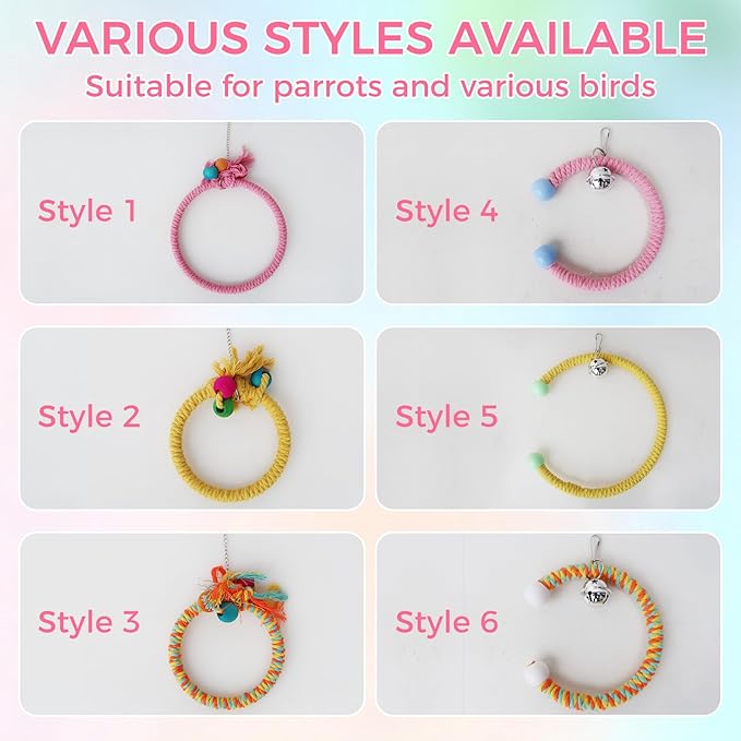 Colorful Circular Bird Swing,Bird Rope Chewing Toys Parrot Cage Bite Toys (Small Half-Round Patterned)