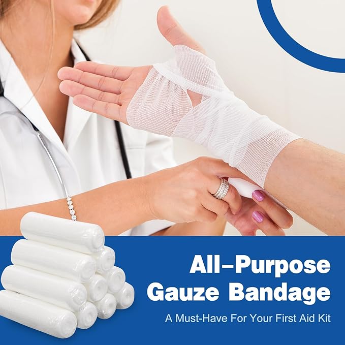 AZEN 50 Pack Gauze Rolls Bandages, 3 in x 4.1 Yards, Premium Medical Supplies & First Aid Supplies, Bandage Wrap Vet Wrap