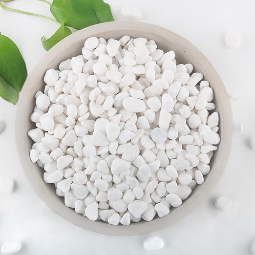 Mulctun 2Lb White Rocks for Plants, 1/4"-3/4" White Pebbles, Decorative Stones for Vases, Small Aquarium Gravel for Fish Tank Garden Rocks for Potted Plants & Home Decor