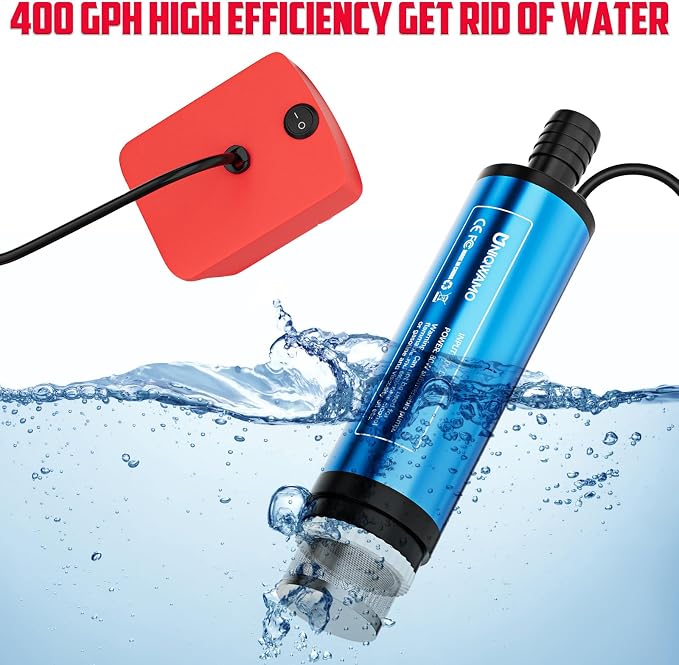 Cordless Submersible Water Pump Compatible for Milwaukee 18V Battery | 400GPH Portable Transfer Water Pump for Camping Tub Garden RV Pond Draining Job Sites(No Battery)