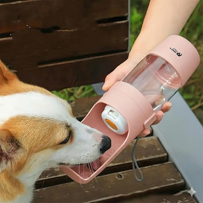 Argo's Pack 2-in-1 Dog Water Bottle & Food Container: Foldable Bowl, Leak-Proof & Portable. Durable Travel Gear for Dogs & Cats. Essential for Walking & Hiking. Perfect for Active Pet Owners. (Pink)
