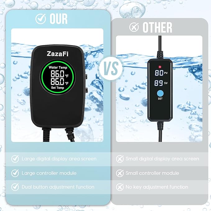Aquarium Heater 300W, Fish Tank Heater with High-Temperature Protection and Turtle Tank Heater with Automatic Power-Off When Leaving Seawater or Freshwater.