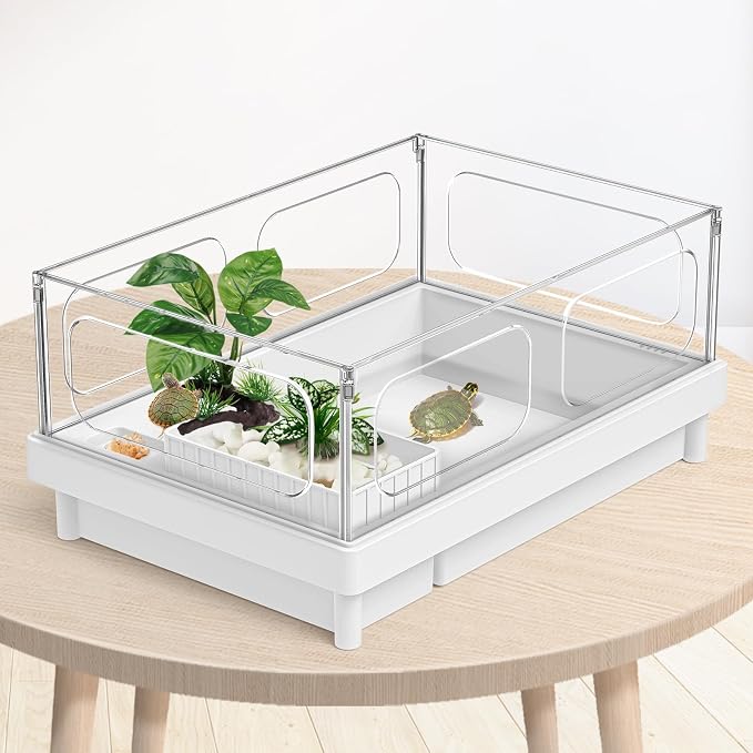 Moonorange Reptile Artificial Plants, Terrarium Plants Decorations Supplies, Aquarium Fish Tank Plant, Amphibian Habitat Hideout Tank Accessories (M Set-2pcs/G)