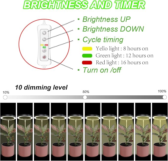 Plant Grow Light,yadoker LED Growing Light Full Spectrum for Indoor Plants,Height Adjustable, Automatic Timer, 5V Low Safe Voltage,Idea for Large Plant Light, 2 Pack