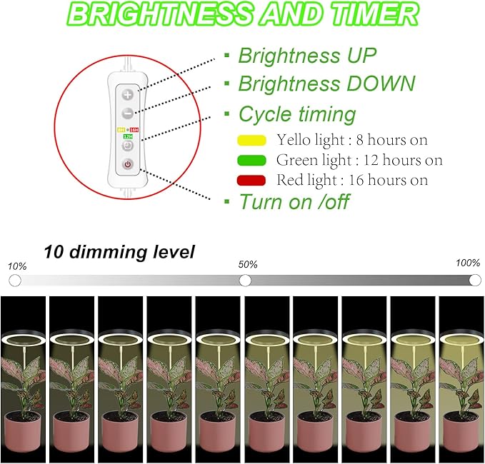 Plant Grow Light, LED Growing Light Full Spectrum for Indoor Plants,Height Adjustable, Automatic Timer, 5V Low Safe Voltage,Idea for Large Plant Light
