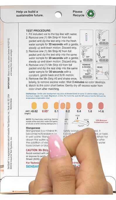 Industrial Test Systems 481012 Sensafe Manganese Water Test Strip Kit 12 Tests