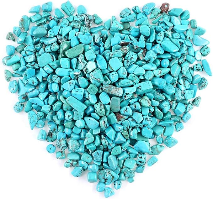 WAYBER Natural Crushed Turquoise Gemstone, Decorative Pebbles, 1 Pound | Toxin-Free, Fade-Resistant, Ideal for Reiki Healing, DIY Crafts, Vase Filler, Aquarium & Bonsai Decoration