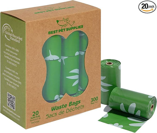 Best Pet Supplies Dog Poop Bags for Waste Refuse Cleanup, Doggy Roll Replacements for Outdoor Puppy Walking and Travel, Leak Proof and Tear Resistant, Thick Plastic - Green (Scented), 300 Bags