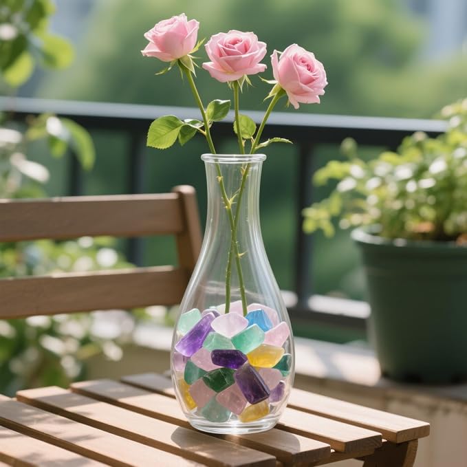 0.96LB Aquarium Gravel Fluorite Natural Quartz Crushed Crystal Vase Filler Fish Tank Decorative Stones Succulent Rocks Bulk Polished Irregular Shaped