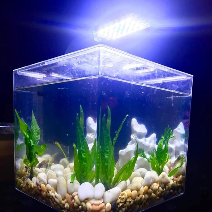 10W Super Slim Aquarium Fish Tank 5730 LED Light Clip-on Lamp Aquatic Plant Lighting (Black Body White+Blue Light)