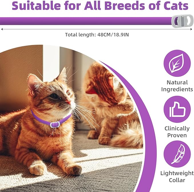 Calming Collar for Cats: Pheromone Cat Calming Collar Cat,Adjustable Size Water Resistant,Efficiently Reduces Anxiety & Stress for 60 Days (4 Pack)