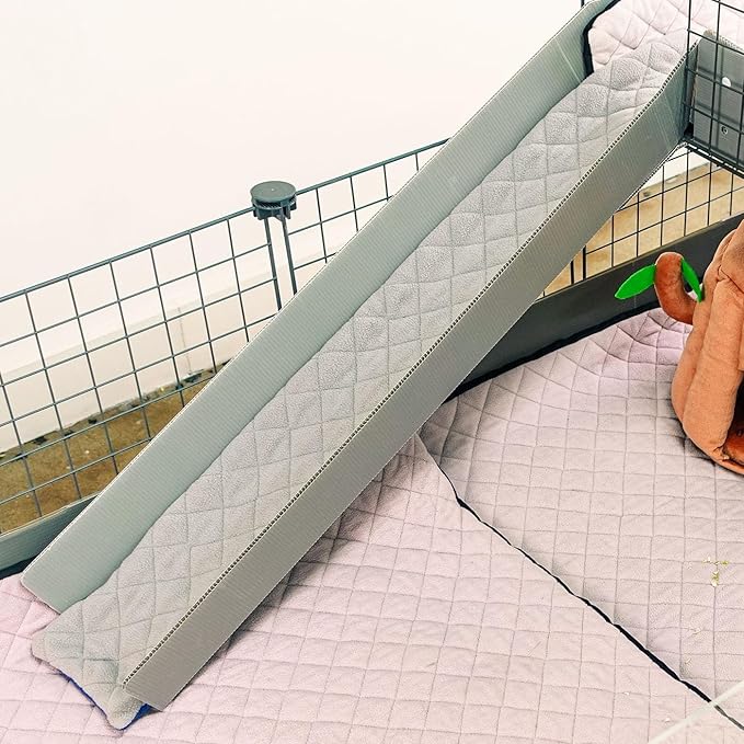 GuineaDad Original Reusable Ramp Liner – Gray Fleece Bedding with Extra Absorbent Core & Waterproof Bottom – Washable Liner for Guinea Pig Ramps – Small Pet Supplies (Gray, Ramp)