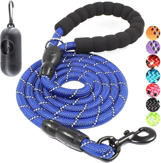 BAAPET 2/4/5/6 FT Dog Leash with Comfortable Padded Handle and Highly Reflective Threads for Small Medium and Large Dogs (6FT-1/2'', Navy Blue)