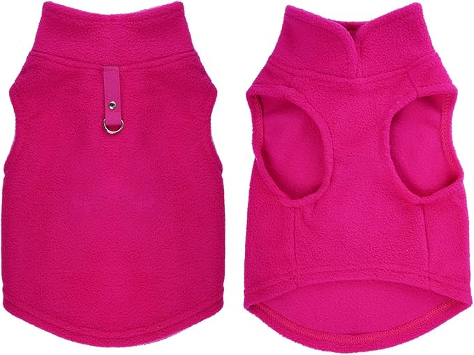 Rbenxia 1 Piece Dog Sweater with Leash Ring Soft Fleece Vest Dog Pullover Warm Jacket Pet Dogs Clothes Winter Dogs Outfits for Small Puppy Cat Pets (Rose Red, X-Small)