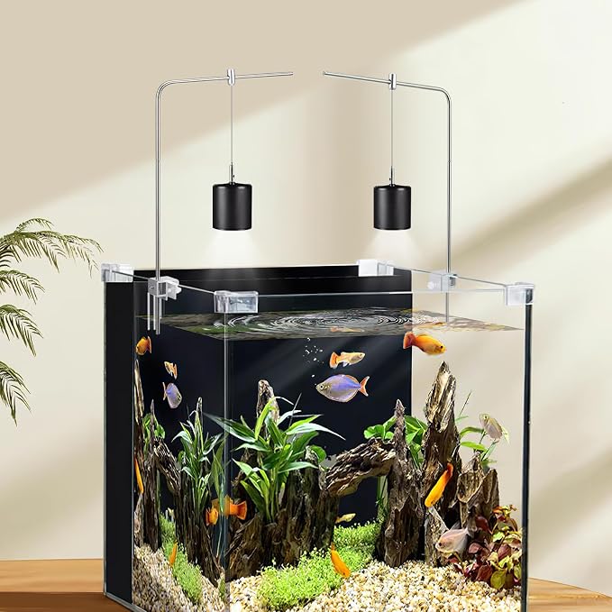 Adjustable Aquarium Light Bracket Mount - Fish Tank Light Holder Aluminum Alloy Aquatic Plant Lighting Holder for Freshwater & Saltwater Aquariums, Silver, 15.74 X 9.84 Inches