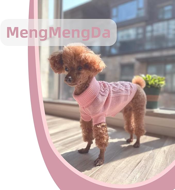 Pullover Dog Valentine Sweater, Cable Knitwear, Warm Clothes for Chihuahua, Bulldog, Dachshund, Pug, Yorkie,Dog Outfits for Small Dogs Medium Dogs (Pink L)