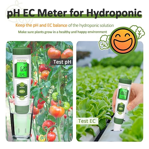 pH EC Meter for Water Hydroponics, Digital PPM Meter for Nutrients | Measure pH PPM Conductivity Temperature of Hydroponic Base Water and Nutrients, EC pH TDS Meter for Water, Aquarium, Pool