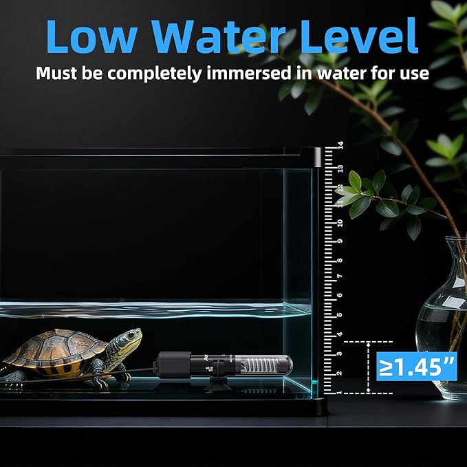 50W Aquarium Heater, Small Submersible Fish Tank Heater with Mini Aquarium Thermometer, for Betta Turtle Saltwater Freshwater 5-10 Gallon Tanks