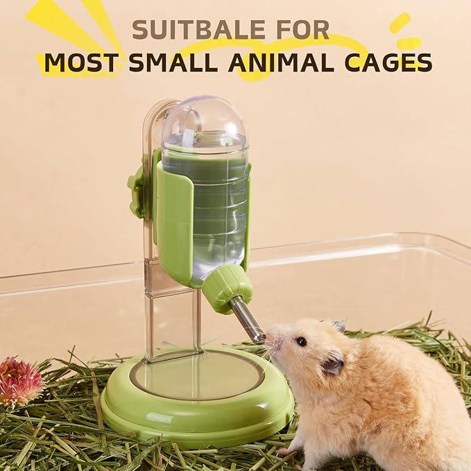 Hamster Water Bottle with Stand, 4oz Water Dispenser for Syrian Dwarf Hamsters Gerbils Mice Rats Degus (Green)