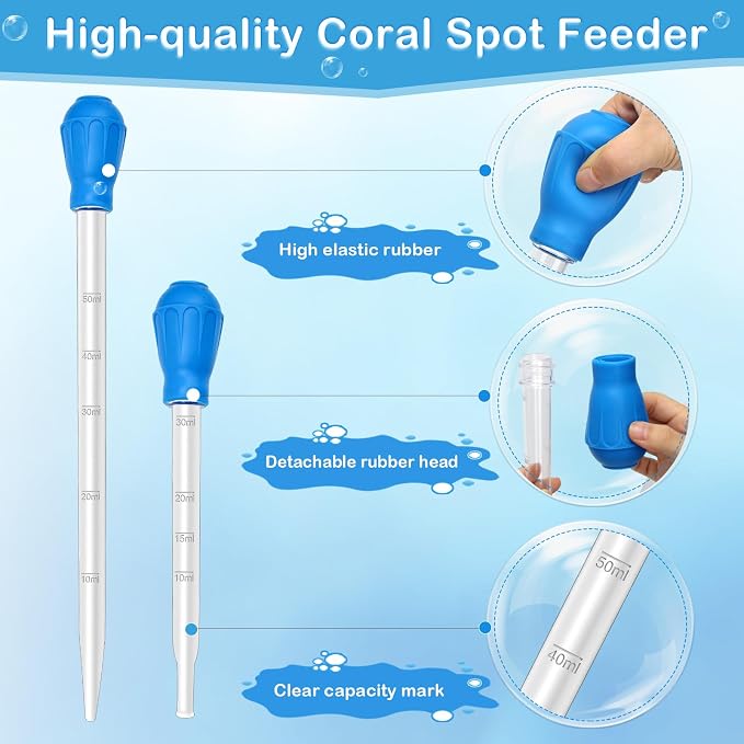 5In1 Aquarium Coral Feeder Kit, Droppers, Straight/Curved Tweezers, Black | Coral Feeder Kit 60ml And 30ml Droppers, Extender Pipe, Straight And Curved Tweezers, For Reef Feeding And Aquarium Cleaning