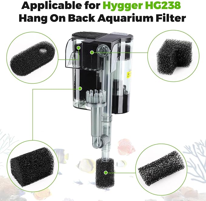 hygger 4.5W Hang On Back Aquarium Filter with Replacement Cartridges 3 Set