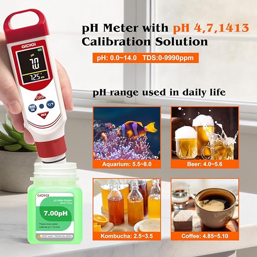 pH EC Meter for Hydroponic, Digital pH TDS EC ppm Tester | Color Screen Display, High Accuracy pH Pen Probe for Drinking Water, Nutrient Solution, Aquariums, Pools & Home Use