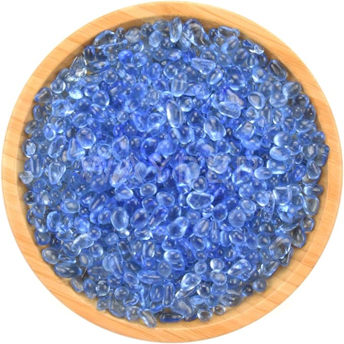 WAYBER 1 Lb Tumbled Sea Glass Pebbles Decorative Glass Stones, Light-Blue | Vivid Long-Lasting Hues, Lustrous Polished Finish, Non-Toxic Material, Ideal for DIY Crafts & Home Decorations