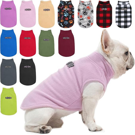 BEAUTYZOO XS Dog Sweaters, Soft Fleece Vest Pullover Dog Jacket with D-Ring Leash Attachment, Warm Winter Dog Clothes Cold Weather Doggy Chihuahua Sweater for Small Dogs Cats Boy or Girl, Pink XSmall