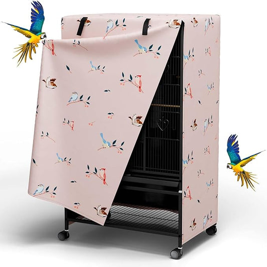 Tchvt Nighttime Bird Cage Covers with Zipper Panel Blackout Birdcage for Winter Universal Breathable Large Good Night Enclosure for Bird (Bird Designs, 38x24x48 inch)