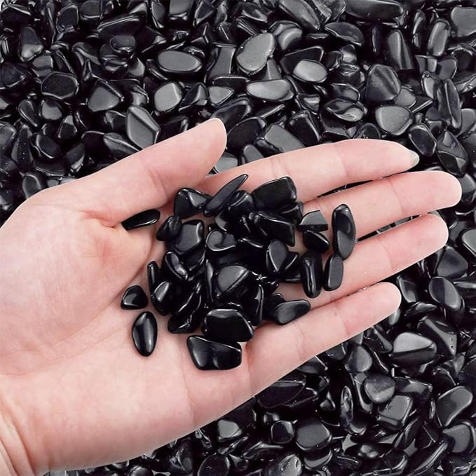 WAYBER Natural Crushed Black Obsidian, Decorative Gravel Stones, 1 Pound | Toxin-Free, Fade-Resistant, Ideal for Reiki Healing, DIY Crafts, Vase Filler, Aquarium & Bonsai Decoration