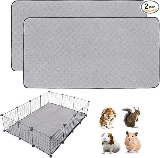 2Pack Guinea Pig Cage Liners, 42''X56'' Washable Guinea Pig Pee Pads, Non Slip Reusable Super Absorbent Guinea Pig Training Mat Bedding Fleece for Small Animals Hamster Rabbit Chinchilla Rat