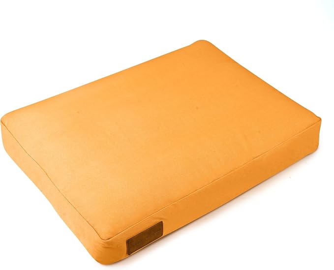 WHITEDUCK Outdoor Dog Bed Heavy-Duty 12oz Canvas, Water-Repellent Cotton, Machine Washable Removable Cover with Full-Length Zipper, Dog Bed for Large Dogs & Crate, (Tan) 36" Lx27 Wx4.3 th (L)