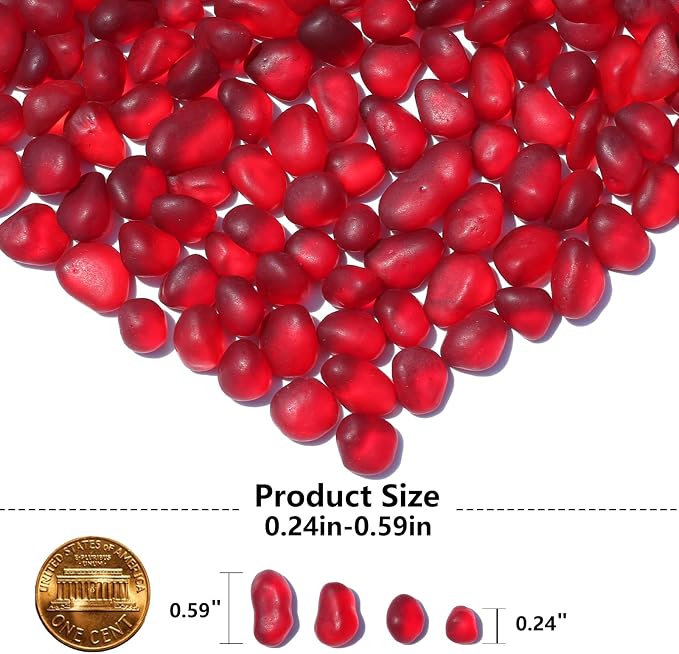 QYGL Sea Glass Stones - 2.9LB/46.4oz Red Frosted Glass Pebbles | Glass Gemstones Perfect for Aquarium Rocks, Fish Tank Gravel, Vase Fillers, Seaglass DIY Crafts, and Home Decor
