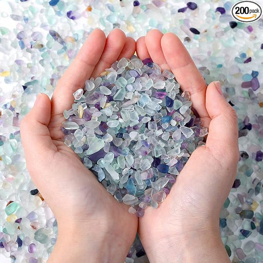 Natural Multicolor Fluorite Crystal Quartz Rocks Chips Vase Filler Rocks for Succulent Plant Small Fish Tank Aquarium Gravel Decorative Pebbles Stones(200 gram)