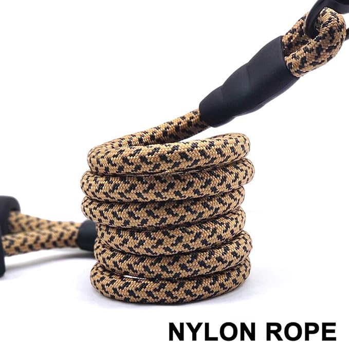 MayPaw Heavy Duty Rope Dog Leash, 3/4/5/6/7/8/10/12/15 FT Nylon Pet Leash, Soft Padded Handle Thick Lead Leashes for Large Medium Dogs (Brown, 1/2" * 6')