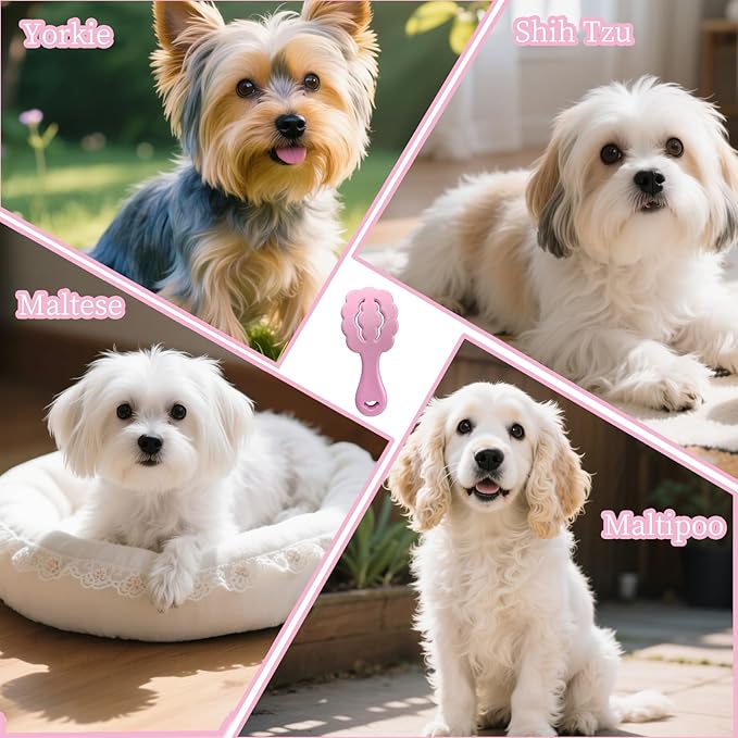 Cloud-Shaped Soft Bristle Small Dog Brush - Hollow Back Design for Easy Grooming - Ideal for Yorkie, Shih Tzu, Maltese Maltipoo Pomeranian- Puppy Essentials , Pet Hair Removal Essentials (Purple)