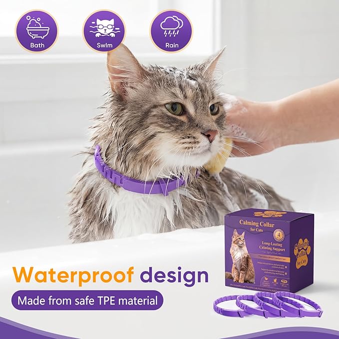 Cat Calming Collar, 4-Pack Pheromone Collars for Cats – Adjustable 15″, Up to 4 Weeks Lasting Stress & Anxiety Relief, Helps Reduce Noise Fear, Scratching & Separation Anxiety