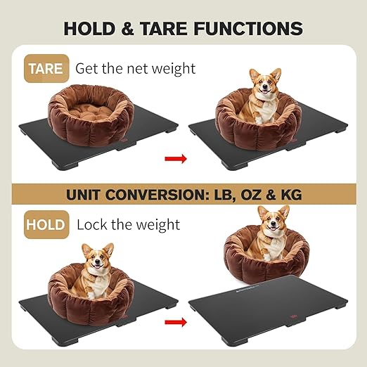 Helsevesen Medium Breed Veterinary Dog Scale, Digital Pet Scale with 27.6 x 17.7 inch Tempered Glass Platform with Anti Slip Sticker, 330 Lb Capacity