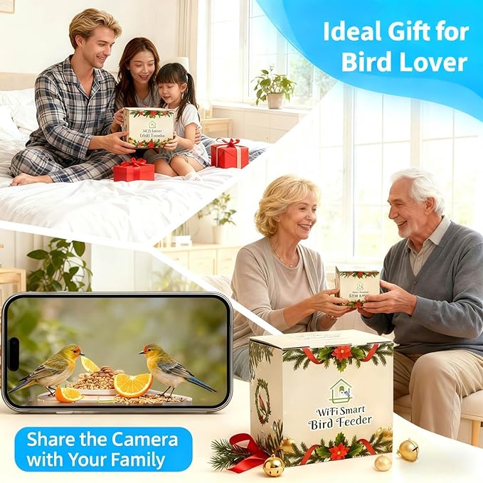 Bird Feeder with Camera, Smart Bird Feeder Camera with AI Identify BirdSpecies, Solar Powered, Instant Alerts, 2K HD Video, Various DIY Addons, 2.4G WiFi, Gift for Mom Dad Birdlover (Green)